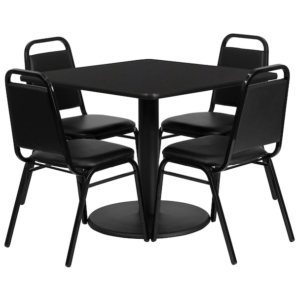 Flash Furniture Square Laminate Table, 36" W, 36" L, 30" H, Laminate Top, Wood Grain - RSRB1009-GG