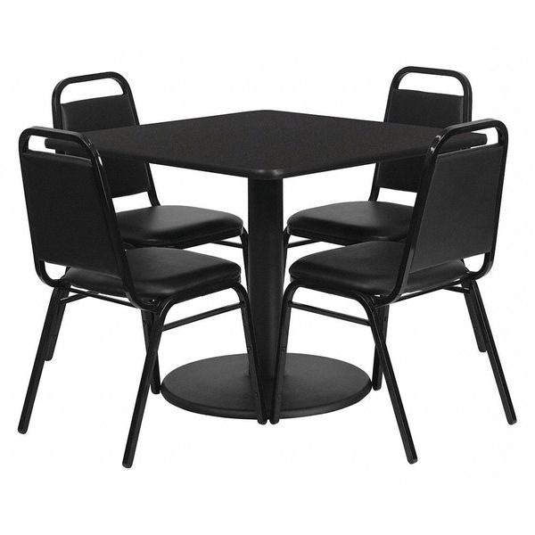 Flash Furniture Square Laminate Table, 36" W, 36" L, 30" H, Laminate Top, Wood Grain - RSRB1009-GG
