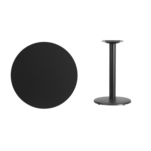Flash Furniture Round Laminate Table Top, 30" W, 30" L, 31.125" H, Laminate Top, Wood Grain - XU-RD-30-BLKTB-TR18-GG