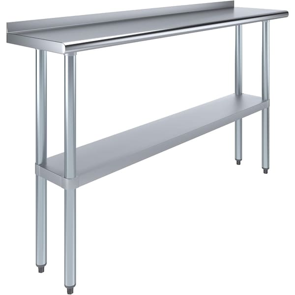 Amgood 14 in. x 60 in. Stainless Steel Work Table with 1.5 in. Backsplash - WT-1460-BS-Z