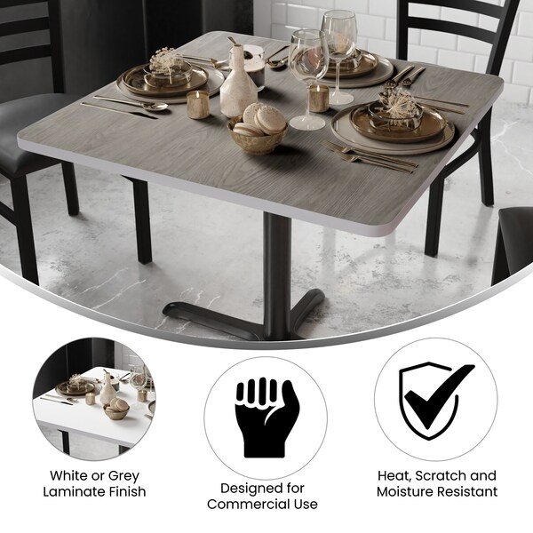 Flash Furniture Glenbrook 36in. Square Table Top w/White or Gray Reversible Laminate Top - XU-WHGY-3636-GG