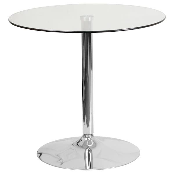 Flash Furniture Round Cafe Table, 31.5" W, 31.5" L, 29" H, Glass Top, Clear - CH-7-GG