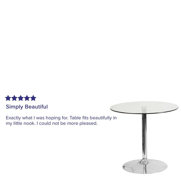 Flash Furniture Round Cafe Table, 31.5" W, 31.5" L, 29" H, Glass Top, Clear - CH-7-GG