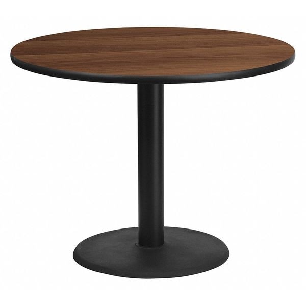 Flash Furniture Round Walnut Lmnt Table Top, Round w/Base, 42", 42" W, 31-1/8" H, Walnut - XU-RD-42-WALTB-TR24-GG