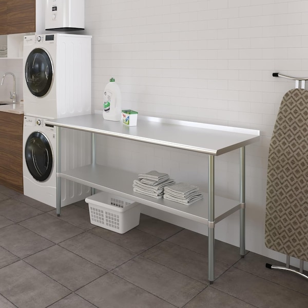 Amgood 24 in. x 72 in. Stainless Steel Work Table with 1.5 in. Backsplash - WT-2472-BS-Z