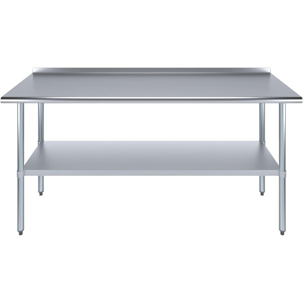Amgood 24 in. x 72 in. Stainless Steel Work Table with 1.5 in. Backsplash - WT-2472-BS-Z