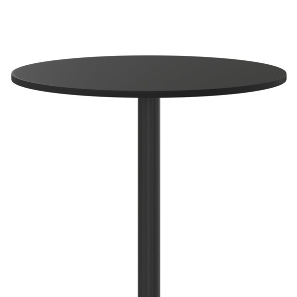 Flash Furniture Round Laminate Table Top, 30" W, 30" L, 43.125" H, Laminate Top, Wood Grain - XU-RD-30-BLKTB-T2222B-GG