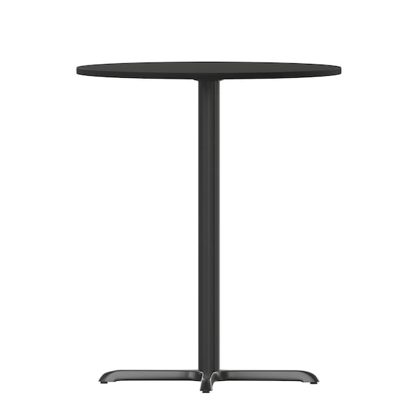 Flash Furniture Round Laminate Table Top, 30" W, 30" L, 43.125" H, Laminate Top, Wood Grain - XU-RD-30-BLKTB-T2222B-GG