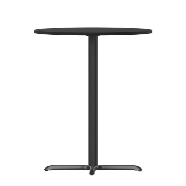 Flash Furniture Round Laminate Table Top, 30" W, 30" L, 43.125" H, Laminate Top, Wood Grain - XU-RD-30-BLKTB-T2222B-GG