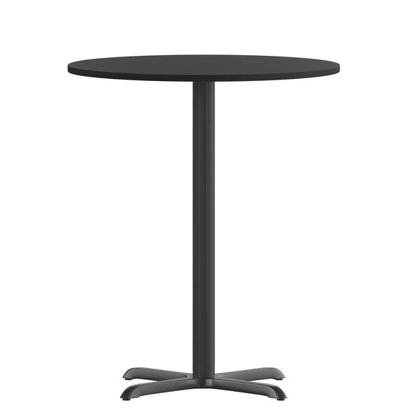 Flash Furniture Round Laminate Table Top, 30" W, 30" L, 43.125" H, Laminate Top, Wood Grain - XU-RD-30-BLKTB-T2222B-GG