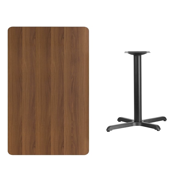 Flash Furniture Rectangle Walnut Table, Rectangle w/X-Base, 30"x48", 30" W, 48" L, 31.125" H, Laminate Top - XU-WALTB-3048-T2230-GG