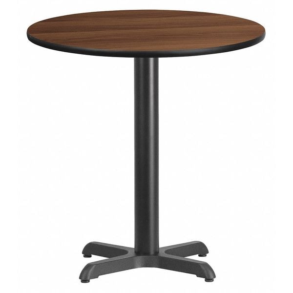 Flash Furniture Round Walnut Table Top, Round w/X-Base, 24", 24" W, 24" L, 31.125" H, Laminate Top, Wood Grain - XU-RD-24-WALTB-T2222-GG