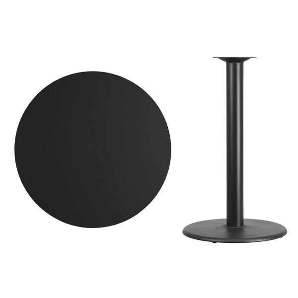 Flash Furniture Round Laminate Table Top, 36" W, 36" L, 43.125" H, Laminate Top, Wood Grain - XU-RD-36-BLKTB-TR24B-GG
