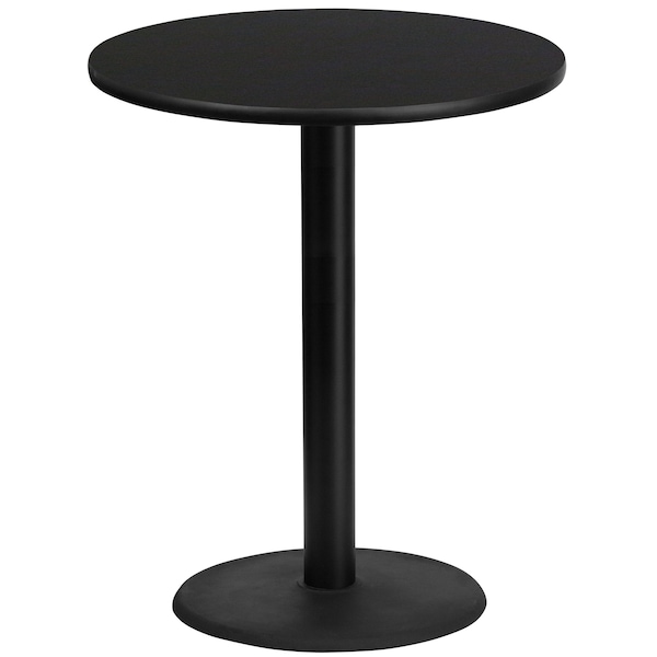 Flash Furniture Round Laminate Table Top, 36" W, 36" L, 43.125" H, Laminate Top, Wood Grain - XU-RD-36-BLKTB-TR24B-GG