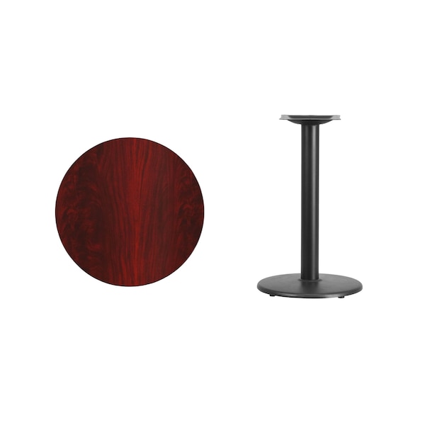 Flash Furniture Round Mahogany Laminate Table w/Rnd Base, 24", 24" W, 24" L, 31.125" H, Laminate Top, Wood Grain - XU-RD-24-MAHTB-TR18-GG
