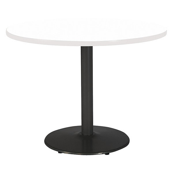 Kfi Round Ped Table, Designer White/Black, 42"Dx29"H, 29" (Cafe Height) H, HPL Top, Designer White - T42RD-B1922-BK-D354