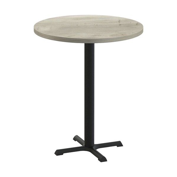 Special-T Table, Round, 42in Dia x 42in, Black Base/Aged Driftwood Top - SCTSTAR242BHBAD
