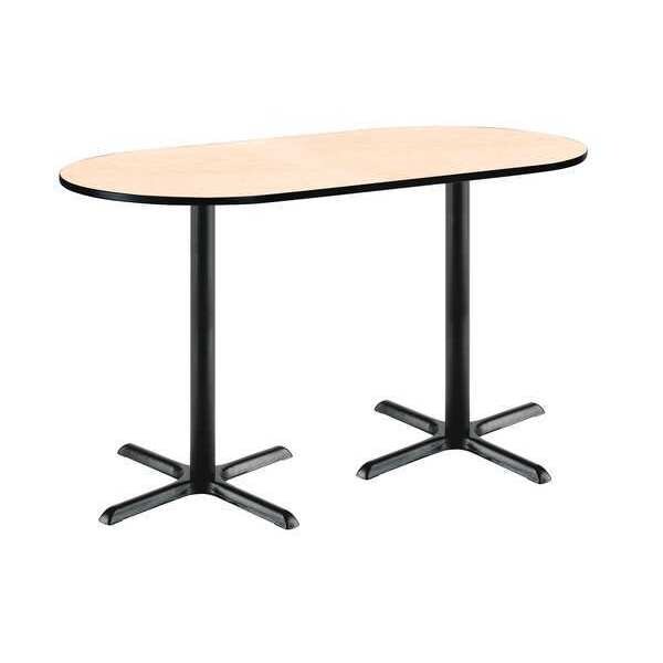 Kfi Racetrack Bistro Table, 72" W, 42" (Bar Height) H, Laminate Top, Natural - T3672R-B2025-BK-NA-38