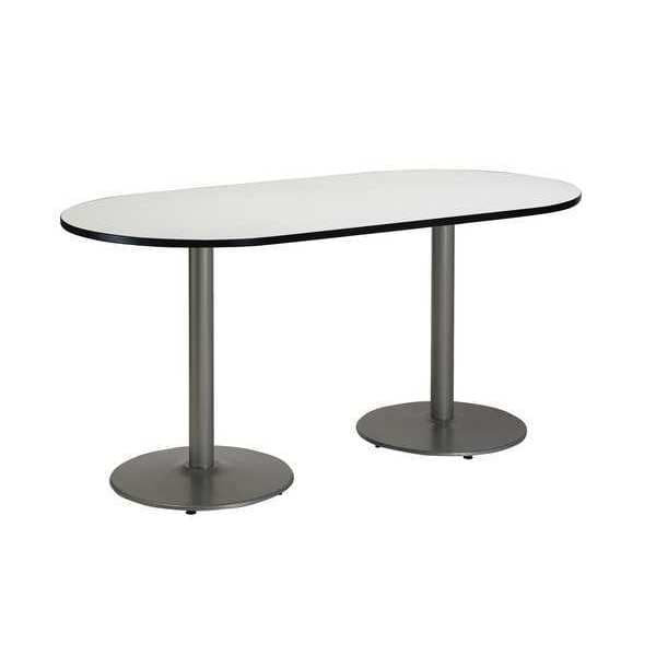 Kfi Racetrack RaceTrack Table, 72" W, 29" (Cafe Height) H, Laminate Top, Crisp Linen - T3072R-B1917-SL-CL