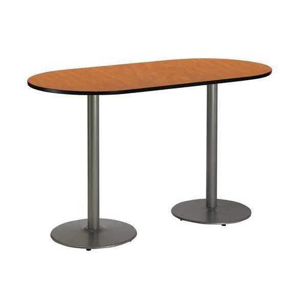 Kfi Racetrack Bistro Table, 72" W, 42" (Bar Height) H, Laminate Top, Medium Oak - T3672R-B1922-SL-MO-38