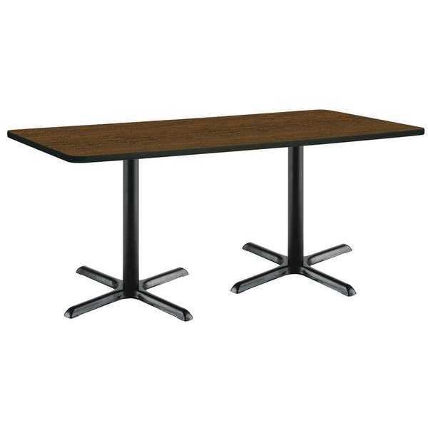Kfi Rectangle KFI 36" x 72" Pedestal Table with Walnut Top, Black X-Base, 72 W, 36 L, 29 H, Walnut - T3672-B2025-BK-WL