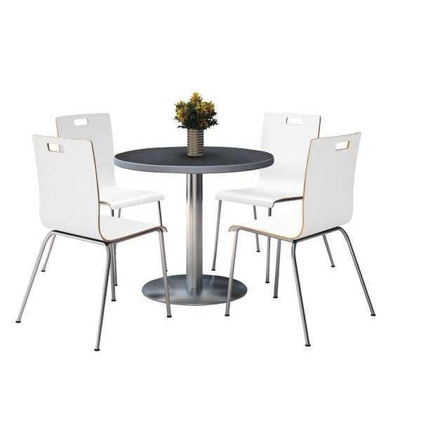 Kfi Round Pedastal Table, 42 W, 42 L, 29 H, Wood Top, Graphite - T42RD-B1922SL-GPN-9222CH-WH