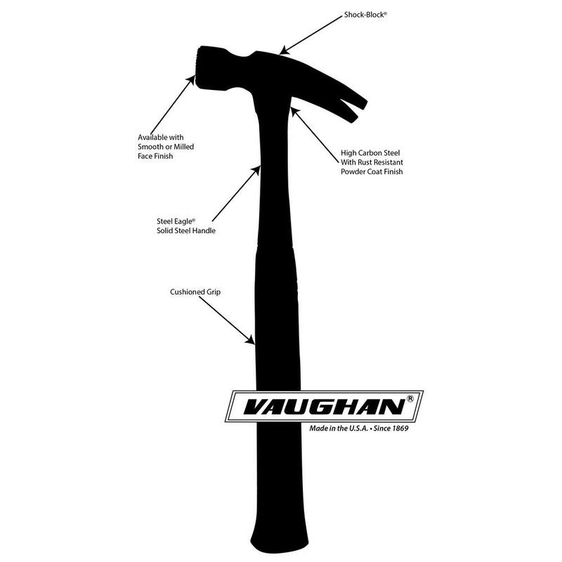 Vaughan 20 oz.. Smooth Face Solid Steel Rip Hammer, 14 In steel handle - R999