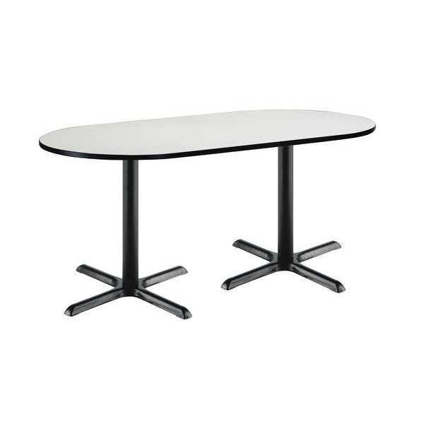 Kfi Racetrack RaceTrack Table, 72" W, 29" (Cafe Height) H, Laminate Top, Crisp Linen - T3072R-B2015-BK-CL