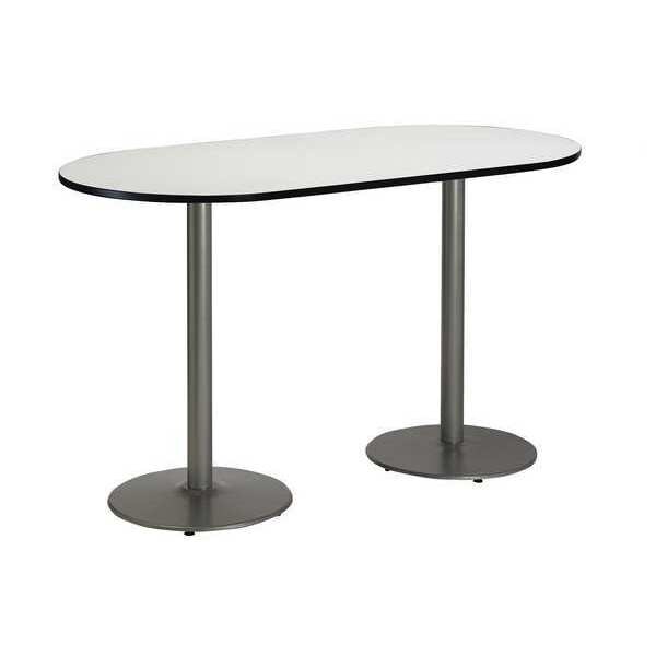 Kfi Racetrack Bistro Table, 72" W, 42" (Bar Height) H, Laminate Top, Crisp Linen - T3672R-B1922-SL-CL-38