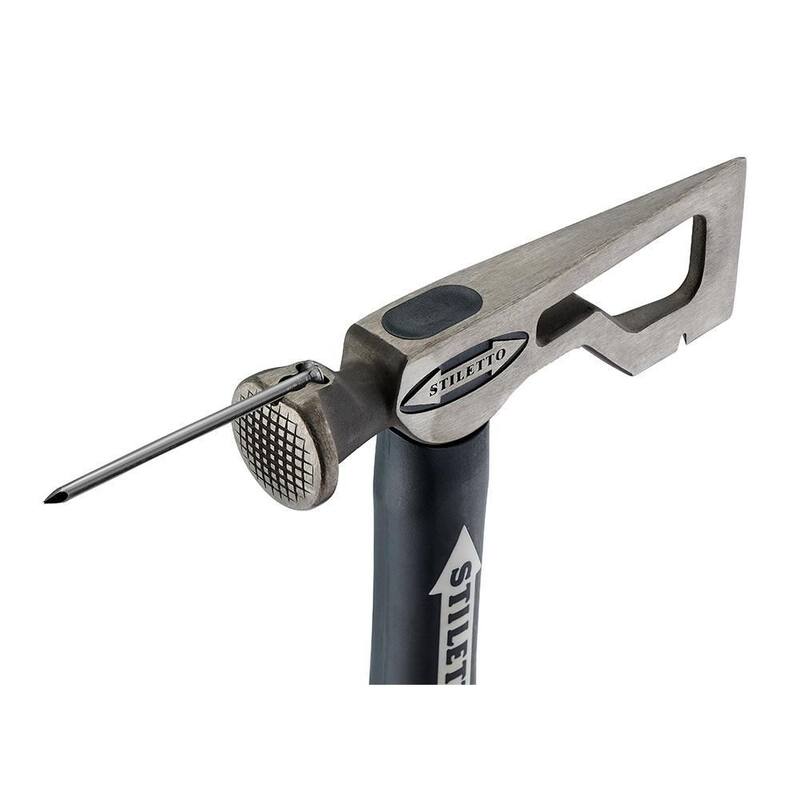 Stiletto Drywall Axe Fiberglass Hammer with 13 in. Handle with 12 in. Titanium Clawbar Nail Puller with Dimpler - DRYAXE9-F-TICLW12