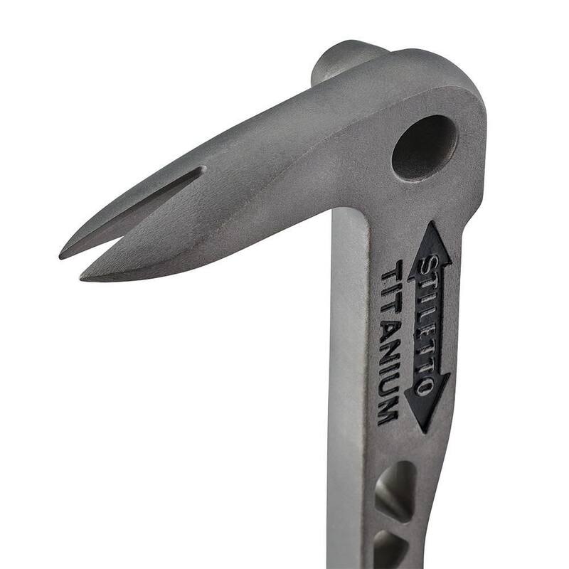 Stiletto Drywall Axe Fiberglass Hammer with 13 in. Handle with 12 in. Titanium Clawbar Nail Puller with Dimpler - DRYAXE9-F-TICLW12