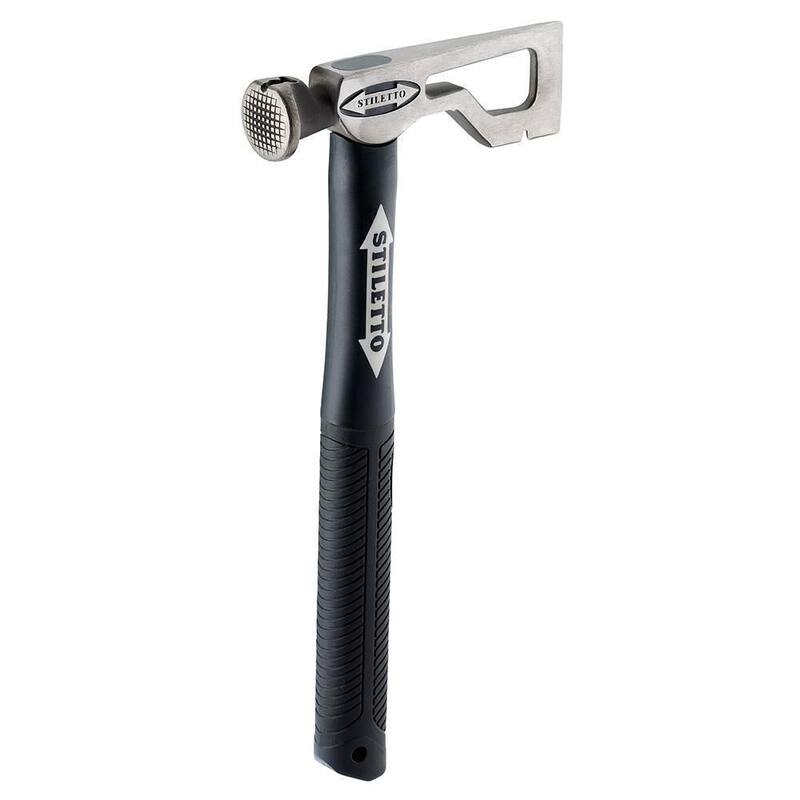 Stiletto Drywall Axe Fiberglass Hammer with 13 in. Handle with 12 in. Titanium Clawbar Nail Puller with Dimpler - DRYAXE9-F-TICLW12