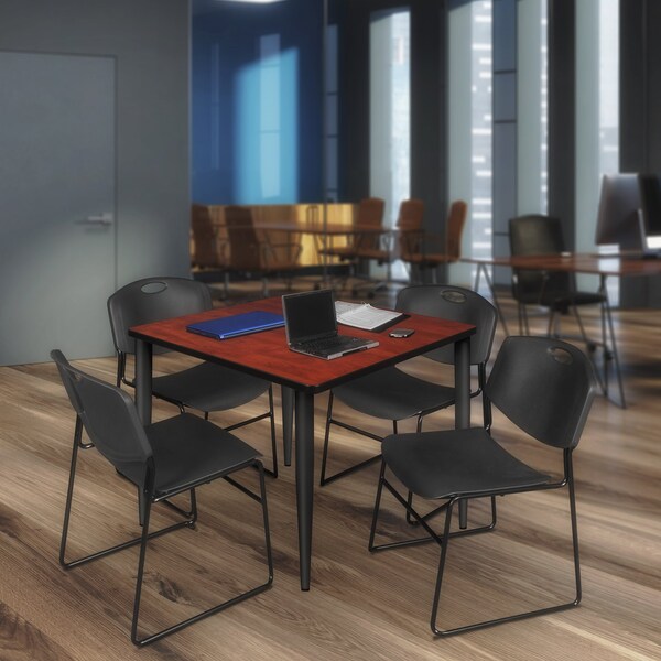 Regency Kahlo Square Table & Chair Sets, 42 W, 42 L, 29 H, Wood, Metal, Polypropylene Top, Cherry - TPL4242CHBK44BK