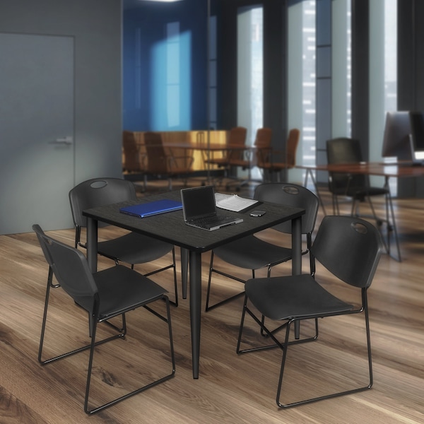 Regency Kahlo Square Table & Chair Sets, 48 W, 48 L, 29 H, Wood, Metal, Polypropylene Top, Ash Grey - TPL4848AGBK44BK