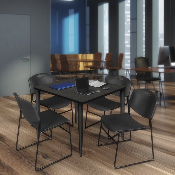 Regency Kahlo Square Table & Chair Sets, 48 W, 48 L, 29 H, Wood, Metal, Polypropylene Top, Ash Grey - TPL4848AGBK44BK