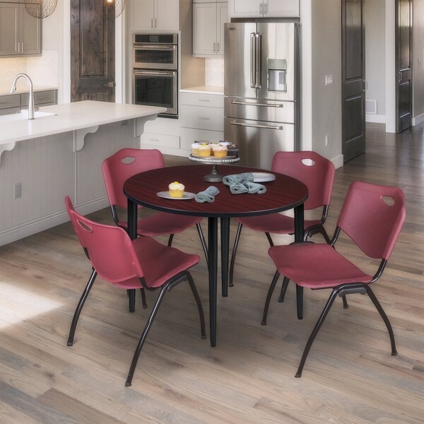 Regency Kahlo Round Table & Chair Sets, 42 W, 42 L, 29 H, Wood, Metal, Plastic Top, Mahogany - TPL42RNDMHBK47BY