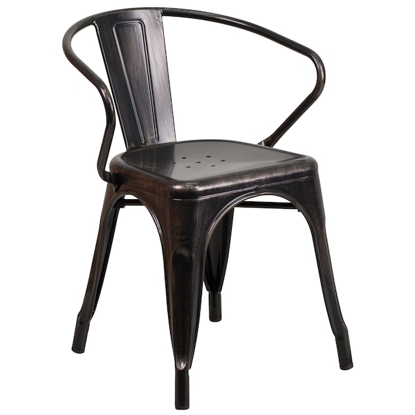 Flash Furniture Round 30" W, 30" L, 29.5" H, Metal Top, Gold - CH-51090TH-4-18ARM-BQ-GG