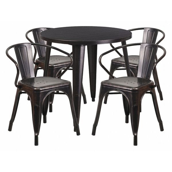 Flash Furniture Round 30" W, 30" L, 29.5" H, Metal Top, Gold - CH-51090TH-4-18ARM-BQ-GG