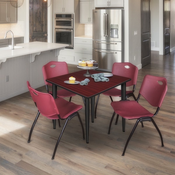 Regency Kahlo Square Table & Chair Sets, 42 W, 42 L, 29 H, Wood, Metal, Plastic Top, Mahogany - TPL4242MHBK47BY