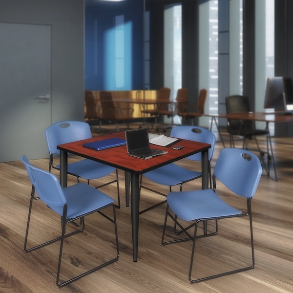Regency Kahlo Square Table & Chair Sets, 42 W, 42 L, 29 H, Wood, Metal, Polypropylene Top, Cherry - TPL4242CHBK44BE