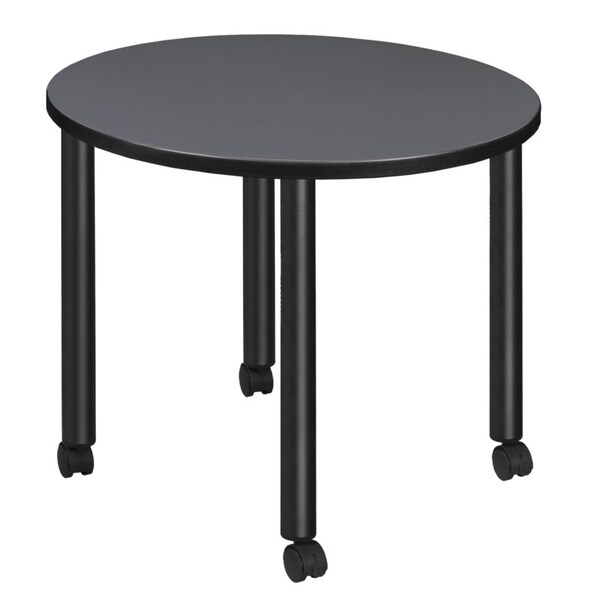 Regency Kee Mobile Tables, 30 W, 30 L, 29 H, Wood, Metal Top, Grey - TBMC30RNDGYBK
