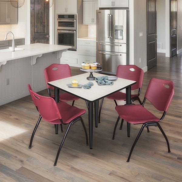 Regency Kahlo Square Table & Chair Sets, 48 W, 48 L, 29 H, Wood, Metal, Plastic Top, Maple - TPL4848PLBK47BY