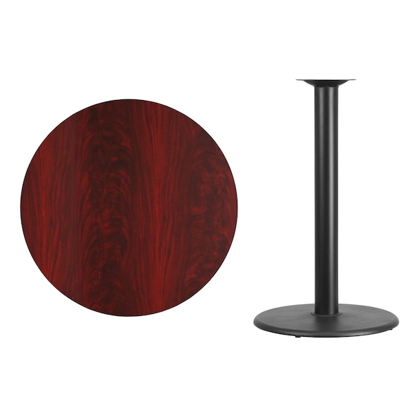 Flash Furniture Round Mahogany Laminate Table w/Rnd Base, 36", 36" W, 36" L, 43.125" H, Laminate Top, Wood Grain - XU-RD-36-MAHTB-TR24B-GG