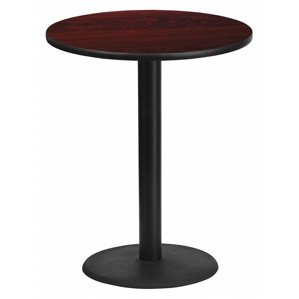 Flash Furniture Round Mahogany Laminate Table w/Rnd Base, 36", 36" W, 36" L, 43.125" H, Laminate Top, Wood Grain - XU-RD-36-MAHTB-TR24B-GG