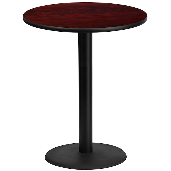 Flash Furniture Round Mahogany Laminate Table w/Rnd Base, 36", 36" W, 36" L, 43.125" H, Laminate Top, Wood Grain - XU-RD-36-MAHTB-TR24B-GG