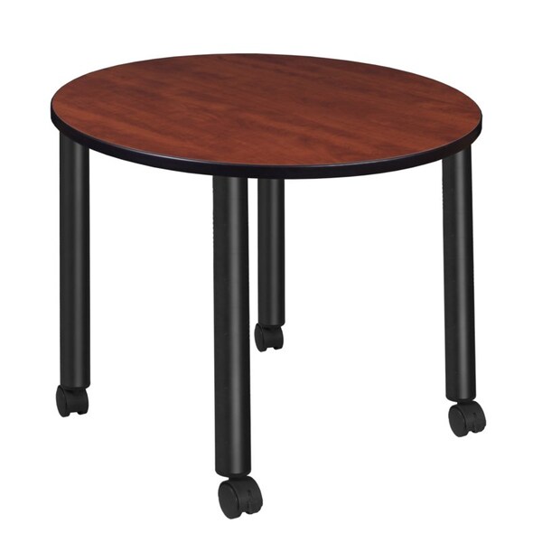 Regency Kee Mobile Tables, 36 W, 36 L, 29 H, Wood, Metal Top, Cherry - TBMC36RNDCHBK