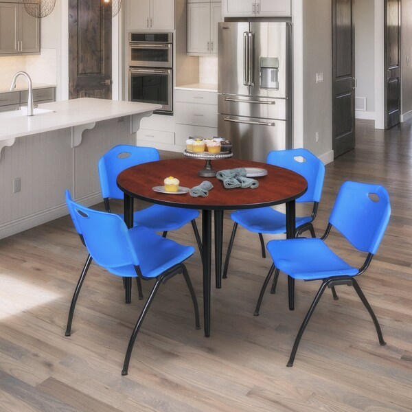 Regency Kahlo Round Table & Chair Sets, 48 W, 48 L, 29 H, Wood, Metal, Plastic Top, Cherry - TPL48RNDCHBK47BE
