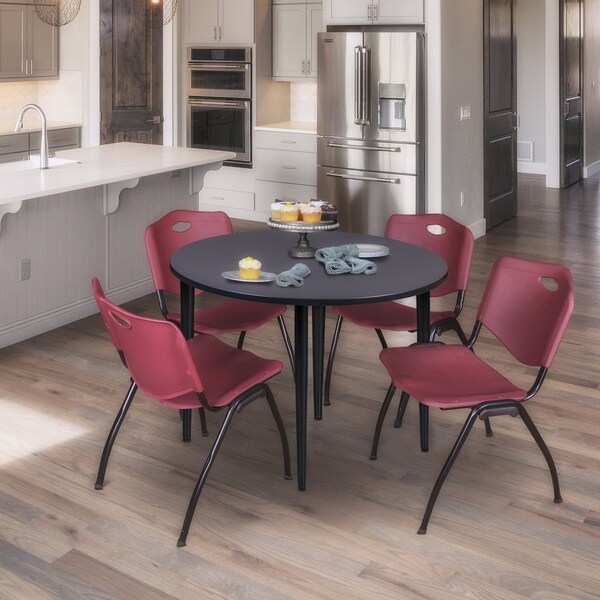 Regency Kahlo Round Table & Chair Sets, 48 W, 48 L, 29 H, Wood, Metal, Plastic Top, Grey - TPL48RNDGYBK47BY