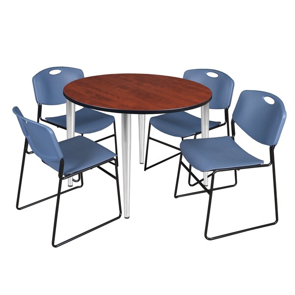 Regency Kahlo Round Table & Chair Sets, 48 W, 48 L, 29 H, Wood, Metal, Polypropylene Top, Cherry - TPL48RNDCHCM44BE