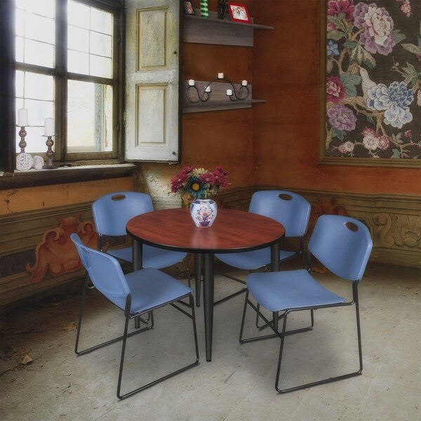Regency Kahlo Round Table & Chair Sets, 42 W, 42 L, 29 H, Wood, Metal, Polypropylene Top, Cherry - TPL42RNDCHBK44BE